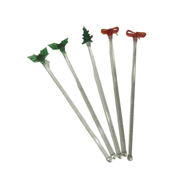 Vintage Glass Christmas Drink Stirers - Picture 1 of 4